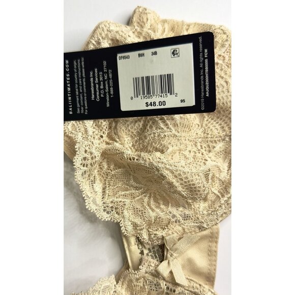 Bali Lift Lace Underwire Bra DF6543 Nude 34B Full Coverage Support NWT - Picture 6 of 7